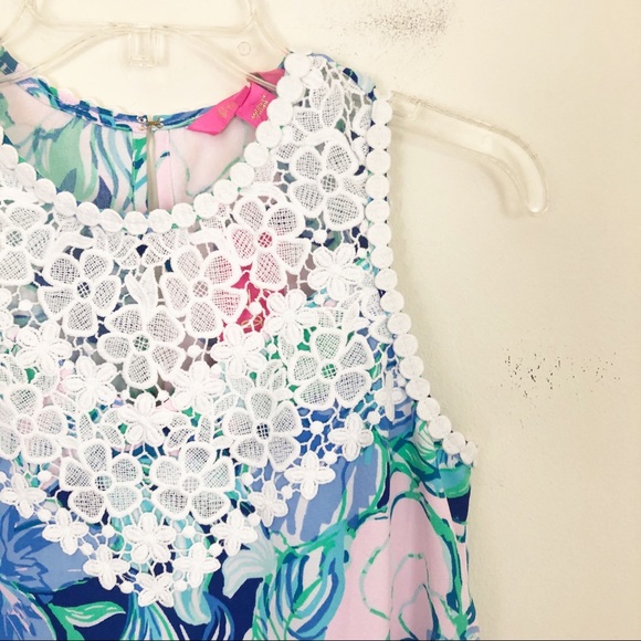 Lilly Pulitzer Nala Crochet Shift Dress Blue Sz 00 - Picture 5 of 8